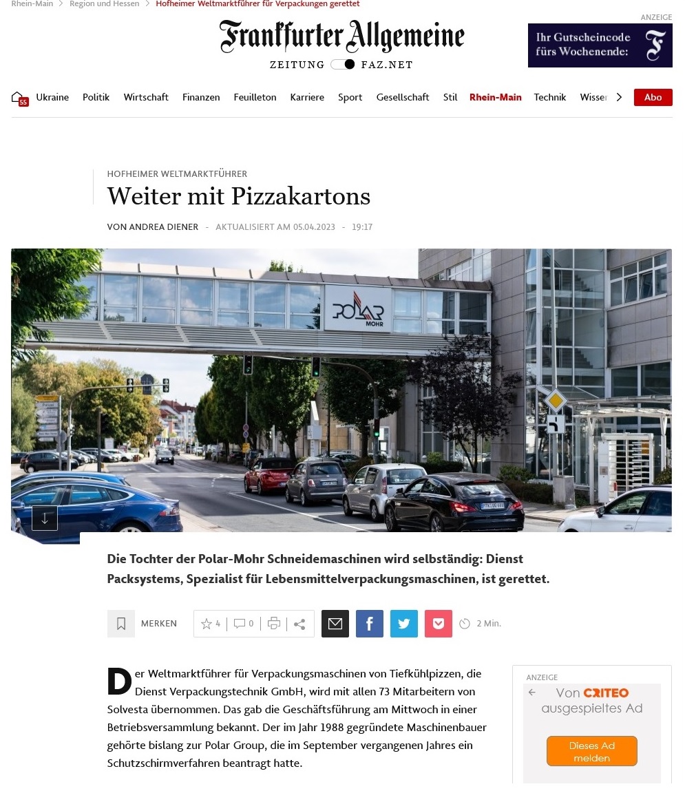 Faz.net: Hofheimer Weltmarktführer – Weiter Mit Pizzakartons