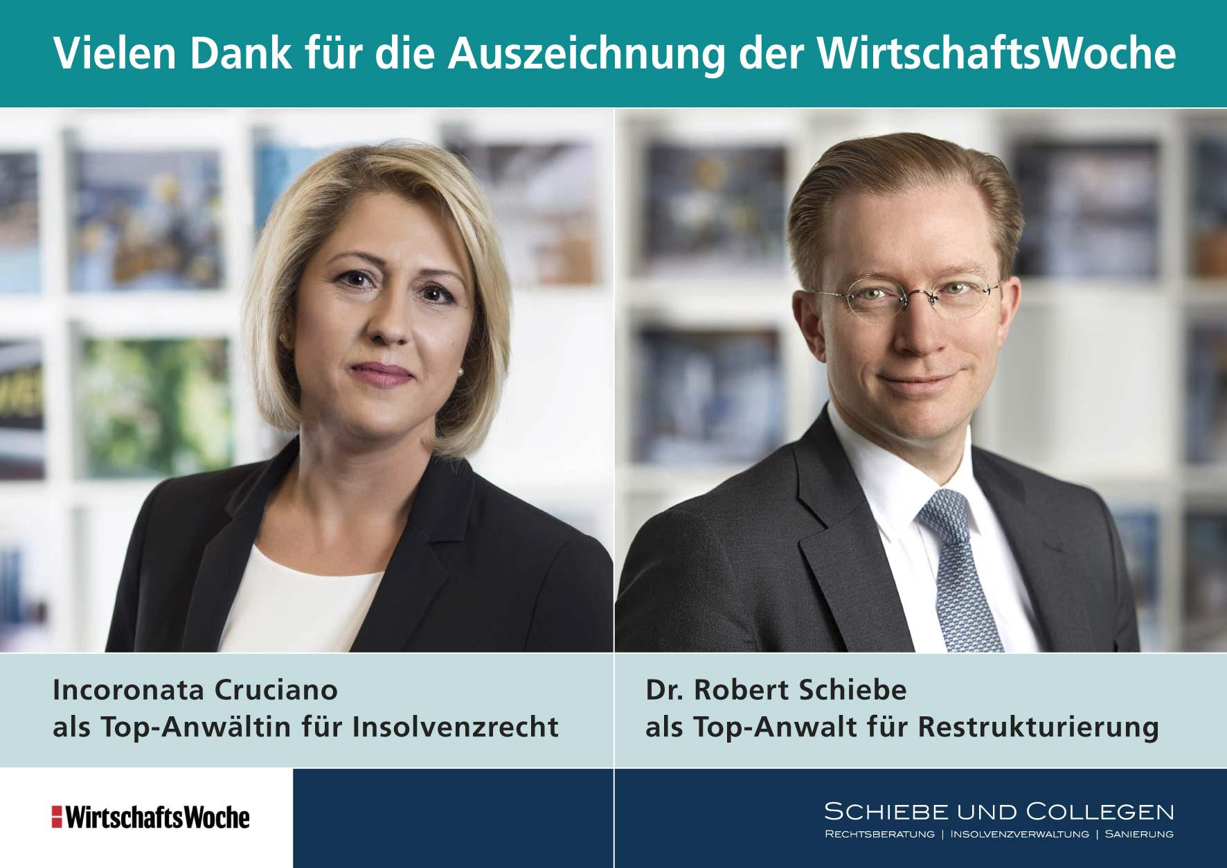 Schiebe Und Collegen Von Der WirtschaftsWoche Als TOP Kanzlei 2025 Für Insolvenzrecht Und Restrukturierung Ausgezeichnet